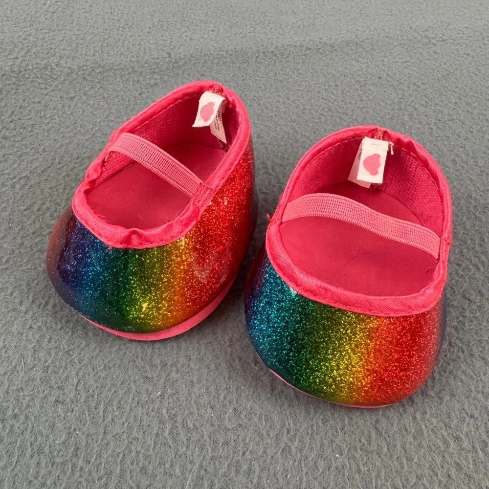 Build-A-Bear Workshop Tutu and Shoes Set‎ Unisex OS Rainbow Sequin Glitter Mesh